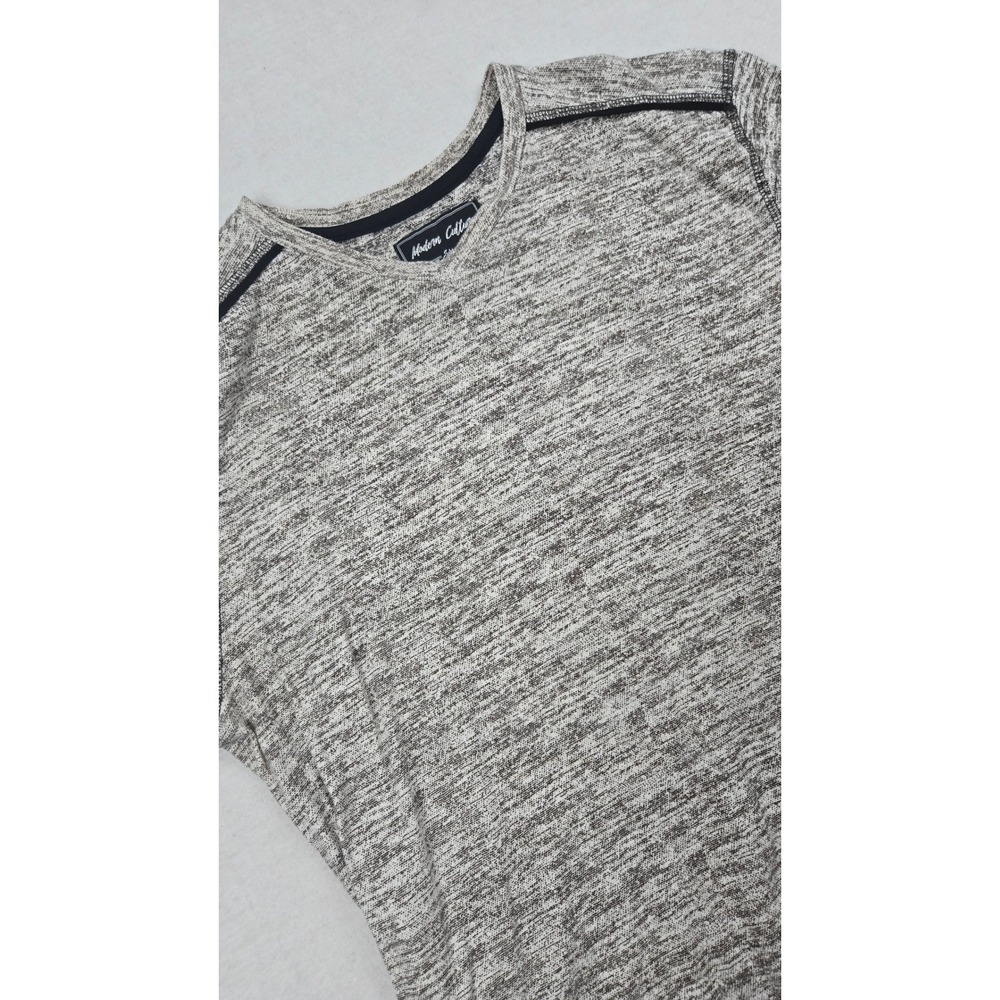 Modern Culture Men's Large Textured Brown/Gray VNeck Short Sleeve Cotton T-Shirt